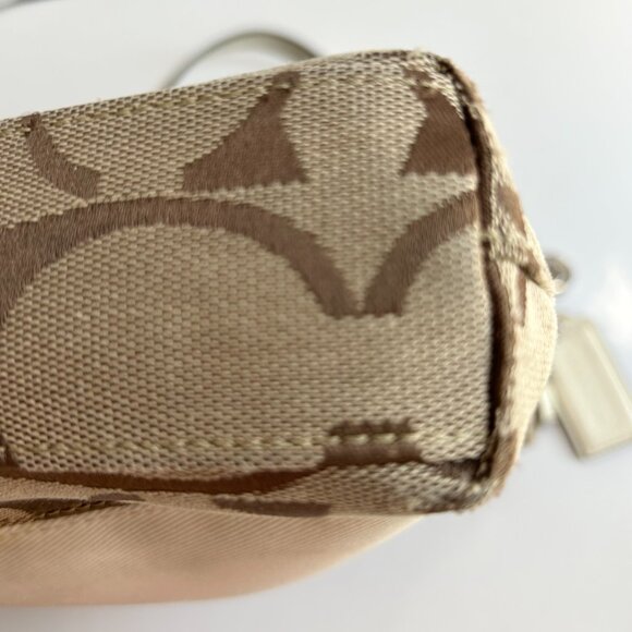 Coach Canvas Signature C Logo Shoulder Bag in Tan/Beige/Brown - Picture 14 of 16